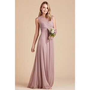 Birdy Grey Ryan Sheer V Back Maxi Formal Bridesmaid Dress Mauve Medium NWT‎